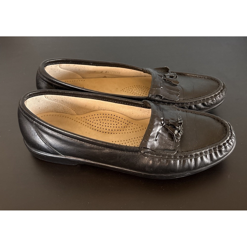 SAS Tripad Comfort Tassel Loafers Womens 9 Black Leather Slip On USA